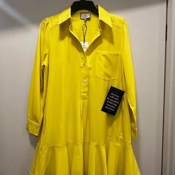 Tuckernuck Neon Yellow Crepe Callahan Shirt Dress - Picture 6 of 13